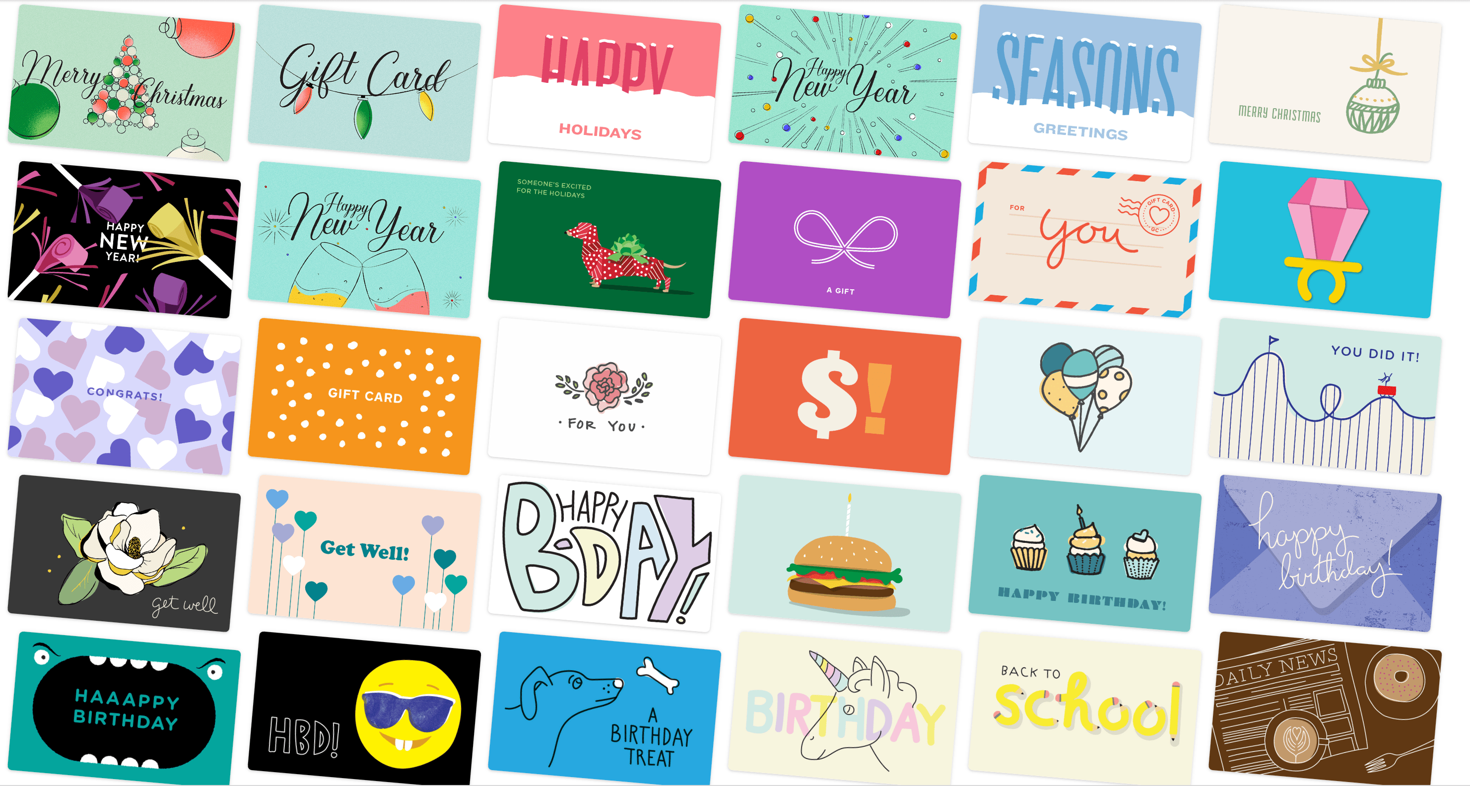Gift cards in a collage.