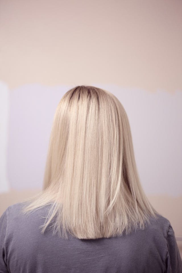 Photo of bleached highlight hair color.